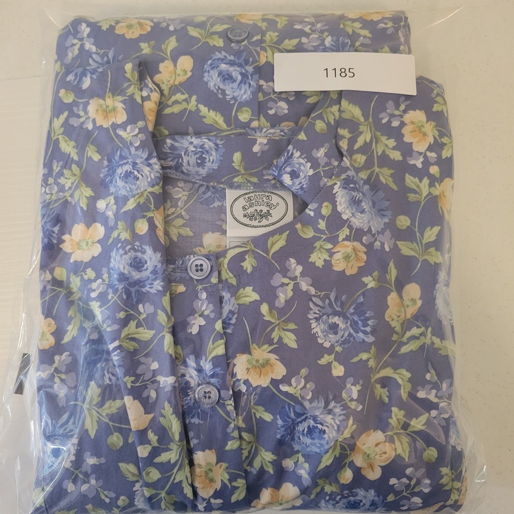 Vtg Laura Ashley Made in UK Floral Cotton Prairie Cottage Midi Dress Women 14 - Picture 7 of 15
